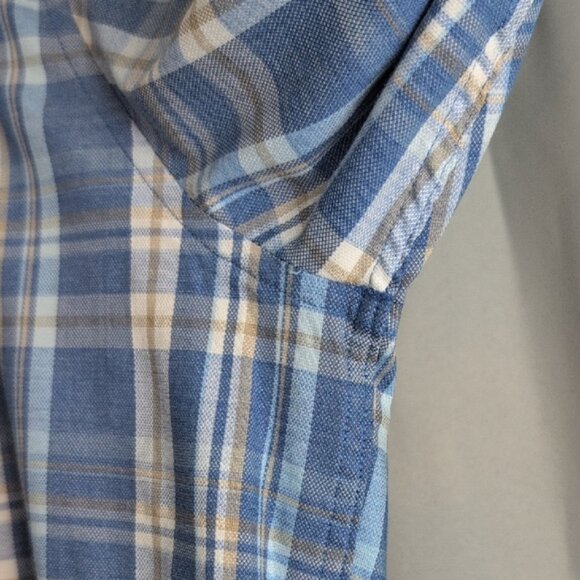 johnnie-O Performance Blue and White Plaid Men's Shirt - Picture 3 of 7